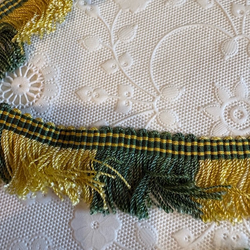 Green and Yellow Fringe  Fabric Trim